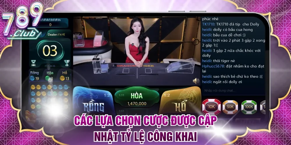 Các lựa chọn cược được cập nhật tỷ lệ công khai
