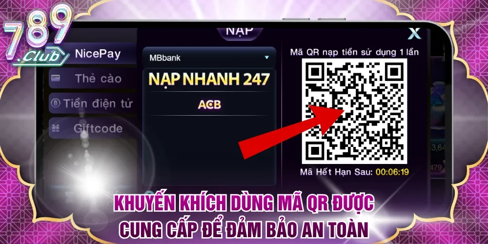 Khuyến khích dùng mã QR được cung cấp để đảm bảo an toàn